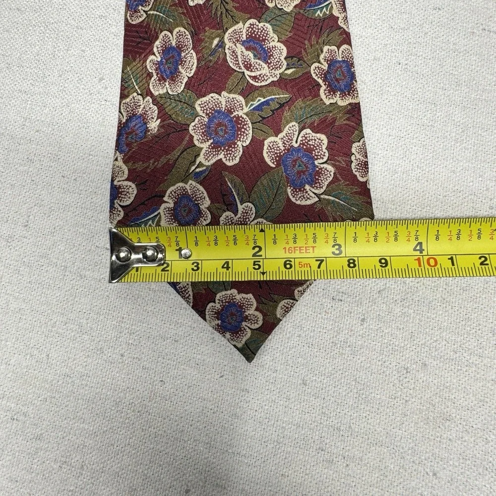 Britches of Georgetowne Floral Tie‎ Mens OS Burgundy Silk Vintage Dark Academia